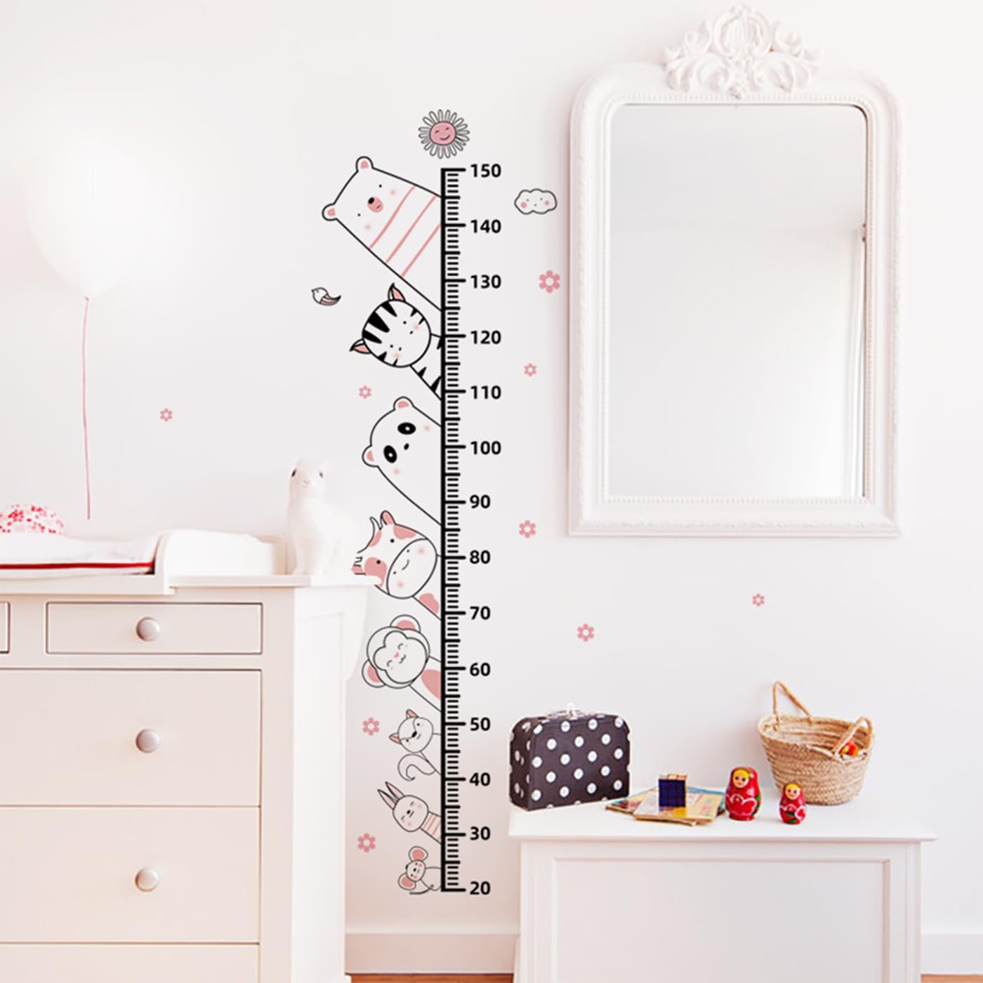 Kids Height Chart Wall Stickers,Baby Growth Height Wall Decal Removable DIY Height Measure Mural Decor for Girls Boys Toddler Nursery Kindergarten Playroom Bedroom Decoration Art (E) image number 2