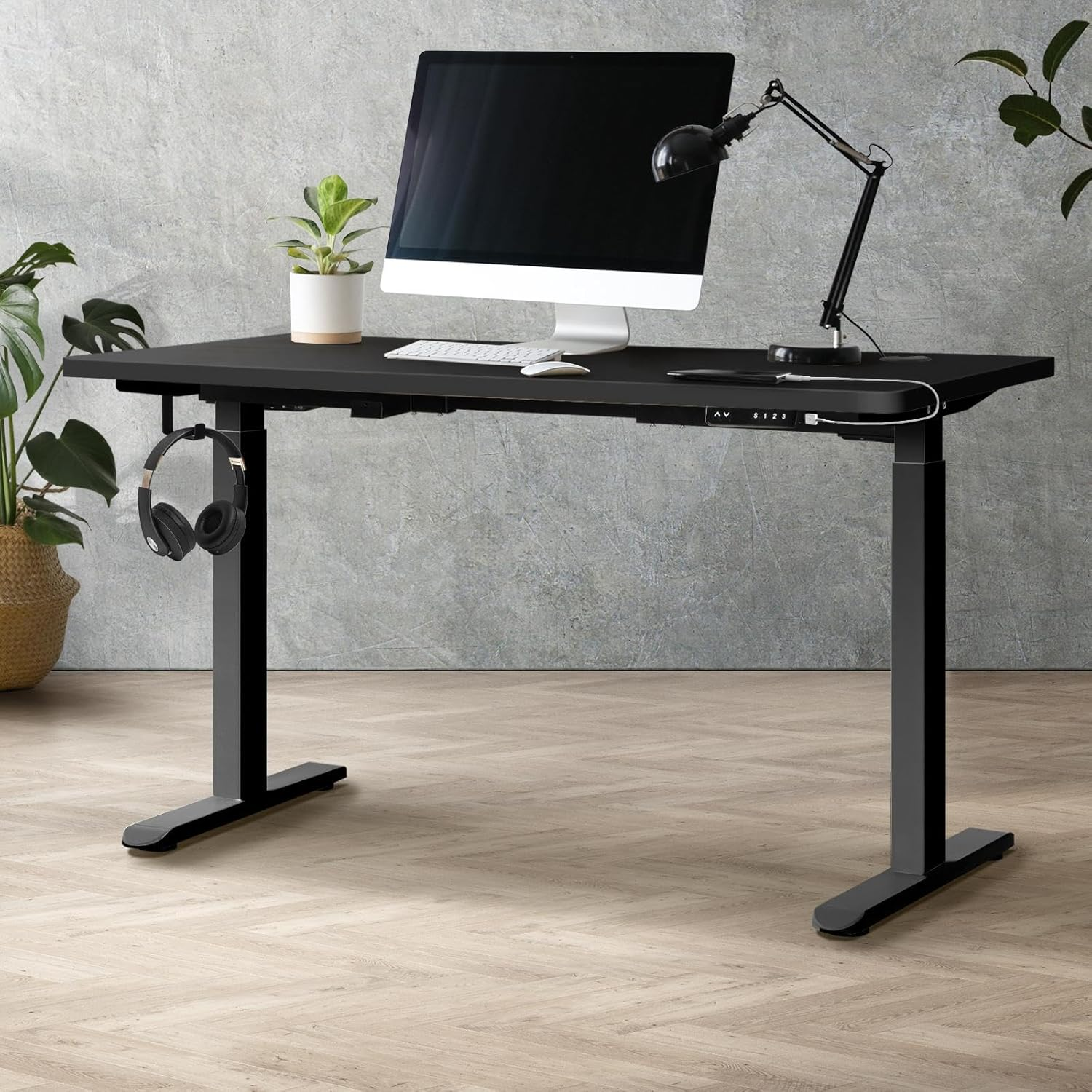 Oikiture Standing Desk Height Adjustbale Sit Stand Desk with Single Motorised Electric Fram for Home Office White(Frame Only)