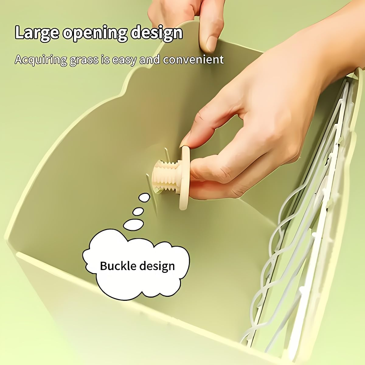 AIMALL Dual Use Rabbit Guinea Pig Hay Feeder Rack 8.27X9.84X5.12In Large Capacity 3500Ml Anti-Waste Wall Mounted Grass Holder for Small Animals Cage - Blue-Steel Mesh image number 5