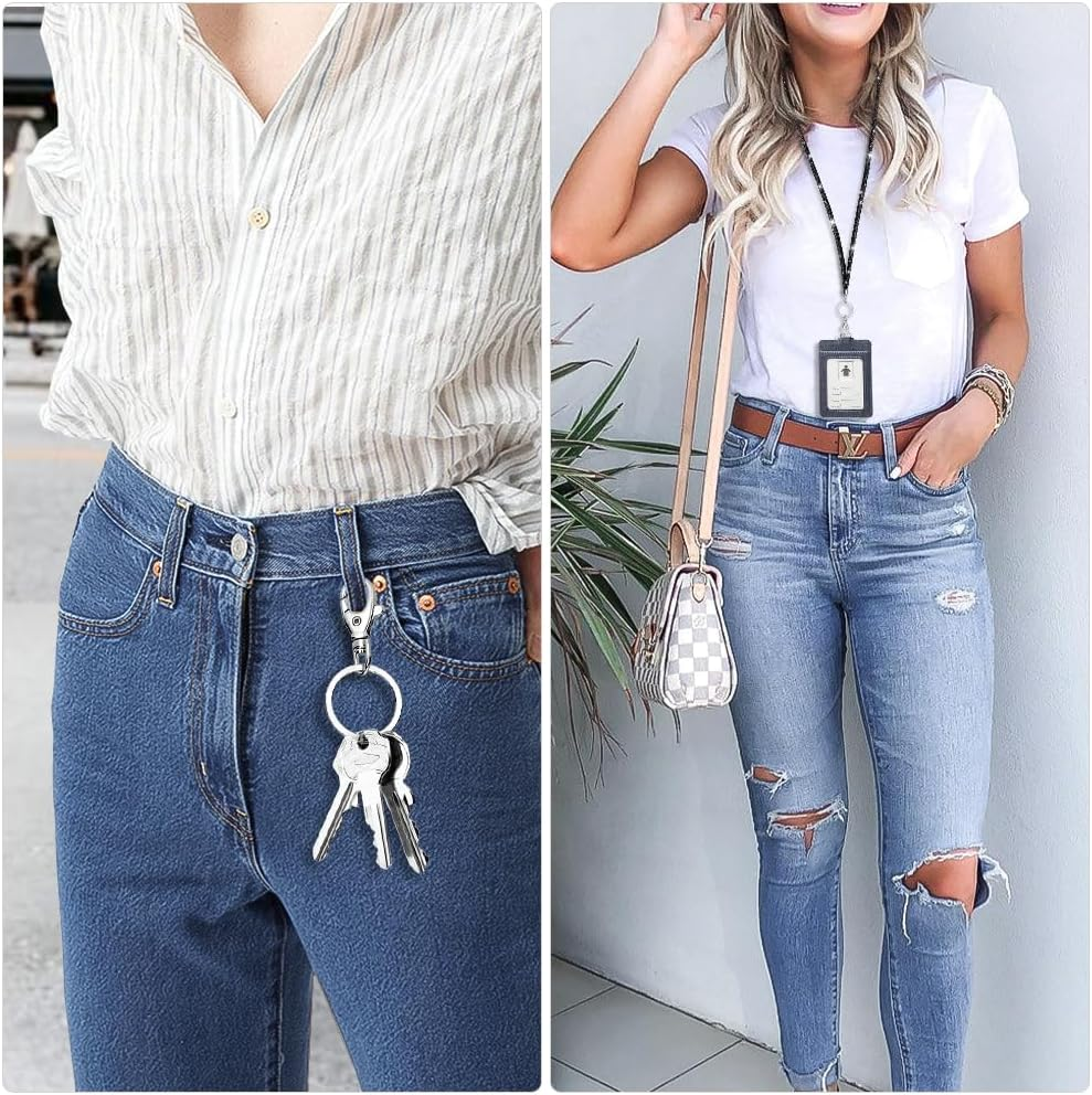 Soleebee Bling Crystal Lanyard, 31.5'' Office Neck Strap Lanyard, Lanyard Keychain with Metal Clasp & Keyring - Gray, Silver image number 2