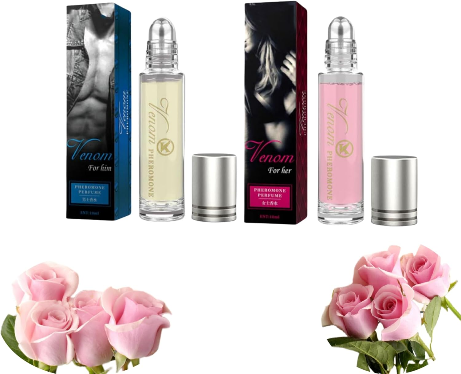 Box Rose Pheromones Perfume,Pheromones Perfumes for Women,Portable Long Lasting Pheromonie Attraction Perfume (4PCS, for Men)
