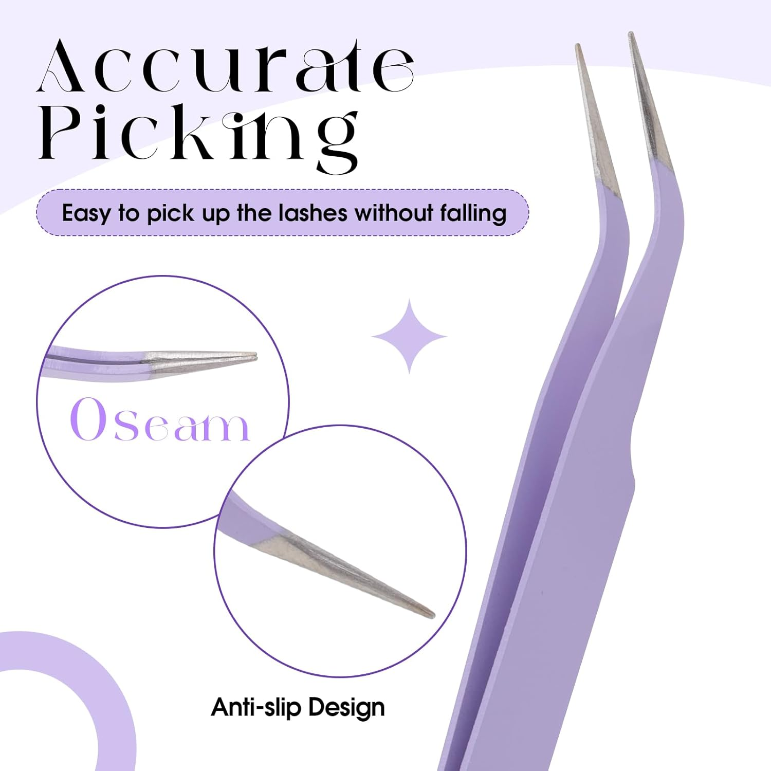 WENDY Lash Tweezers for Eyelash Extensions, Precision Fiber Stainless Steel Lash Applicator Tool for False Eyelashes, Precision Fiber Mega Volume Lash-Tweezers Use at Home image number 6