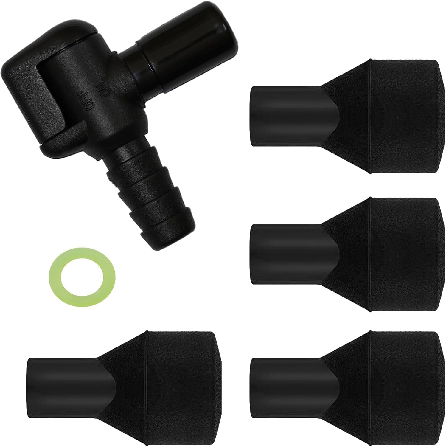 Bite Valve Replacement Mouthpieces Fits Camelbak and Most Brands (4-Pack), with Shutoff Valve and Tube O-Ring for Hydration Bladder and Backpack Water Reservoir