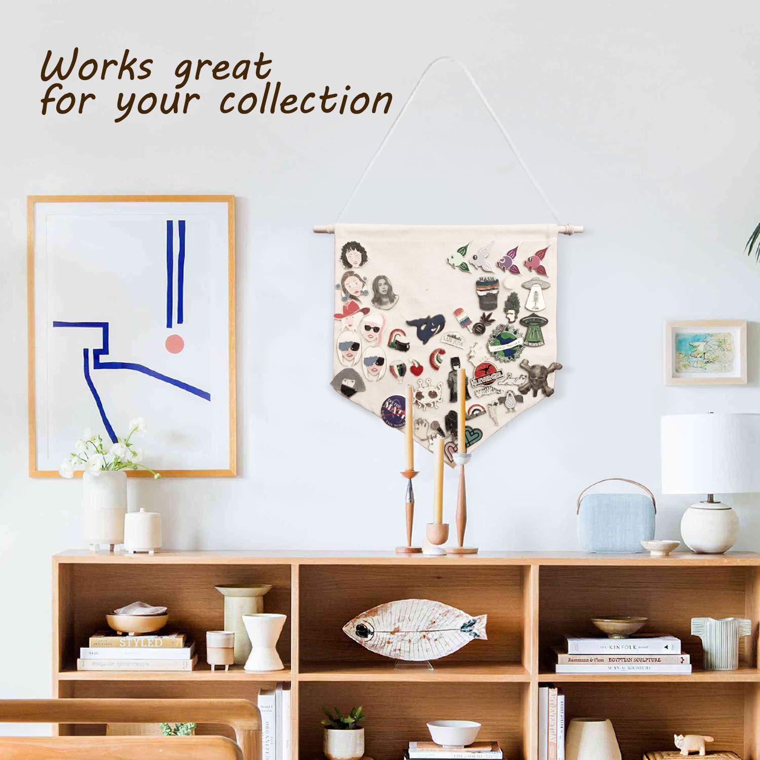 Anley Canvas Wall Banners - Blank Fabric Badge & Wooden Dowel & Pre-Tied String - Decorative DIY Plaque, Display for Indoors, Baby Shower, Wedding, Graduation(2Pcs) image number 3