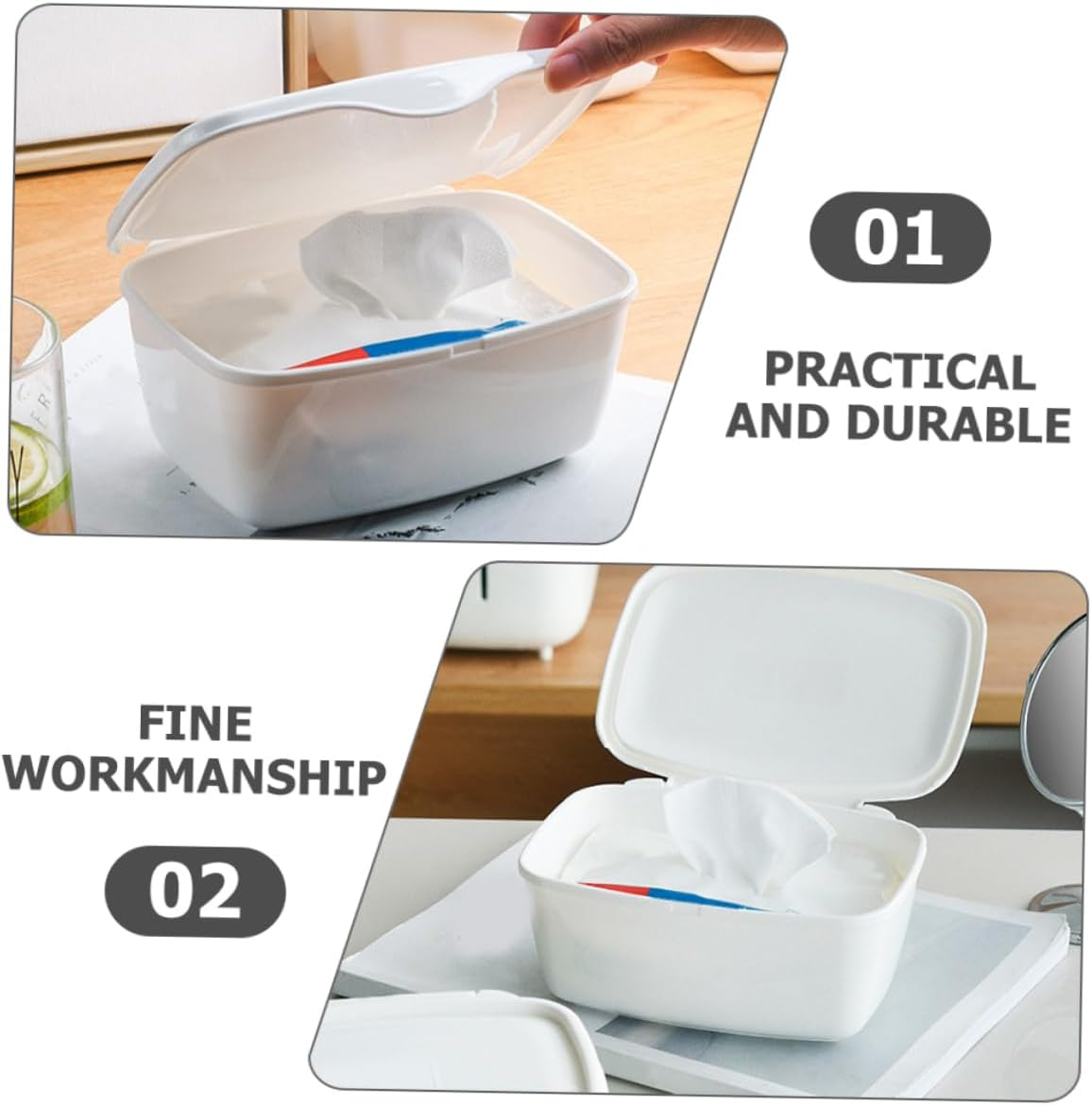2Pcs Wet Tissue Storage Box with Lid Sealed Container for Organizing Wipes for Bathroom Kitchen and Living Room Use Material Easy to Clean image number 1