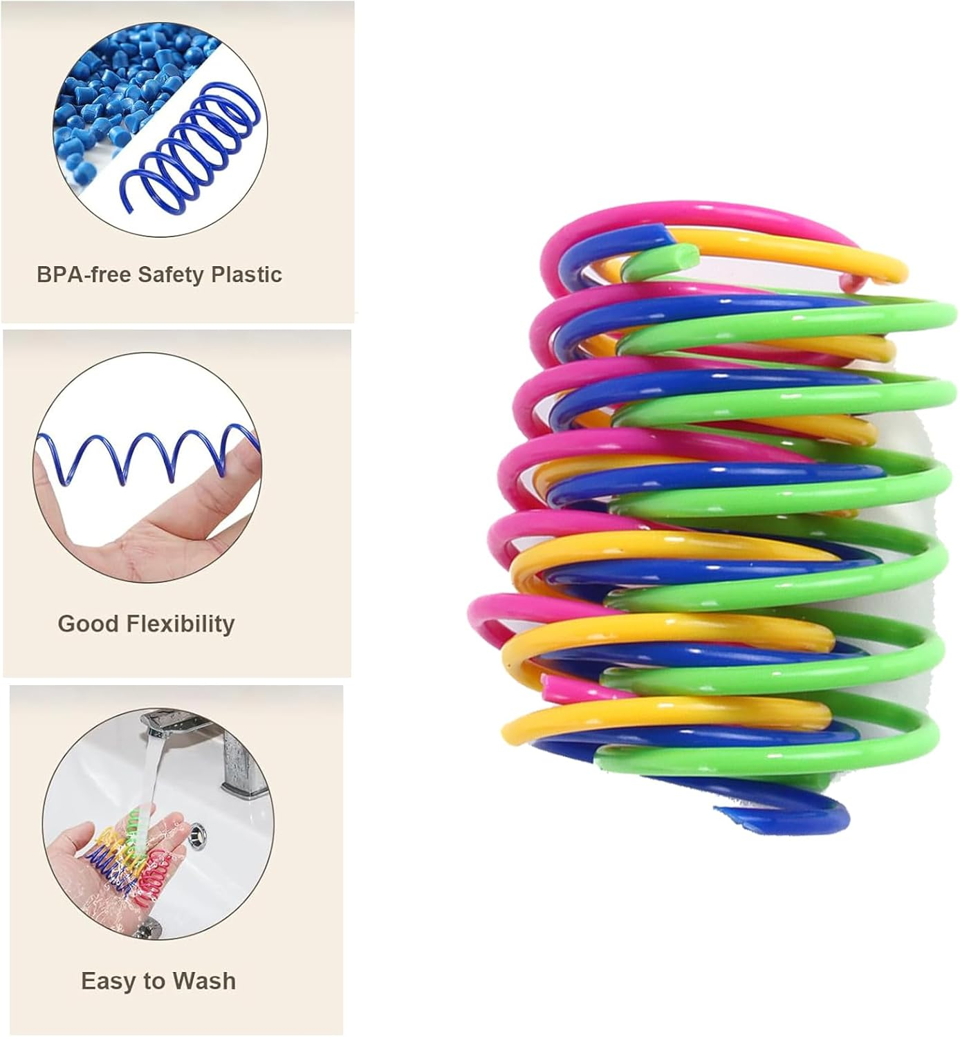 Spiral Toy Cat Toy Cat Spring Toy, 4 Colours, Colourful Wide Colourful Spiral Feathers, Spring Toy, Lightweight, Durable Plastic, Biting, Hunting, Pet, 40 Pieces image number 6