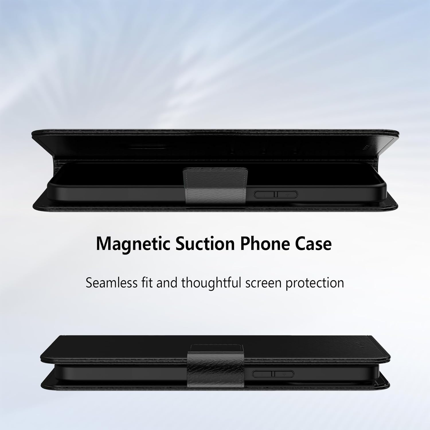 Aiziki for Nord 5 Phone Case, Leather Flip Case with 3 Card Slots & Kickstand, Anti-Drop, Magnetic Closure, Compatible with Nord 5 Case- Black