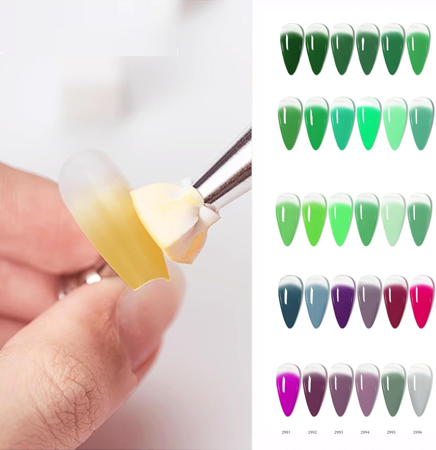 Highrock100Pcs Nail Art Sponges and 1Nail Sponge Metal Gripper for Ombre , Nail Art Sponge Brush, Manicure Accessories for Nails, Nail Art Sponges for Ombre (White) - Multicolor image number 2