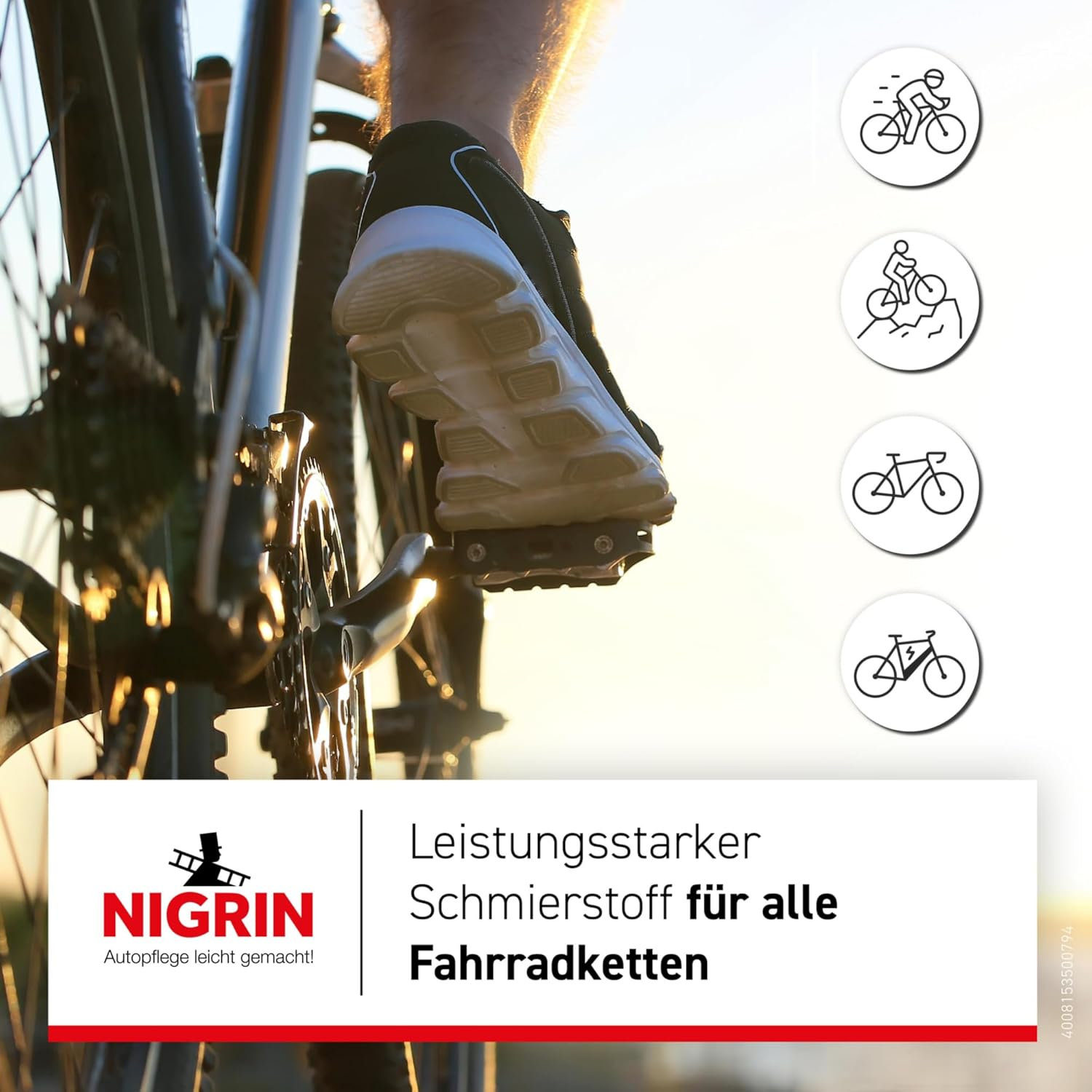 NIGRIN Bike-Care All Weather Chain Oil, 100 Ml Bottle, Bicycle Chain Oil, Reduces Friction, Makes Bicycle Chains Smooth Rolling image number 3