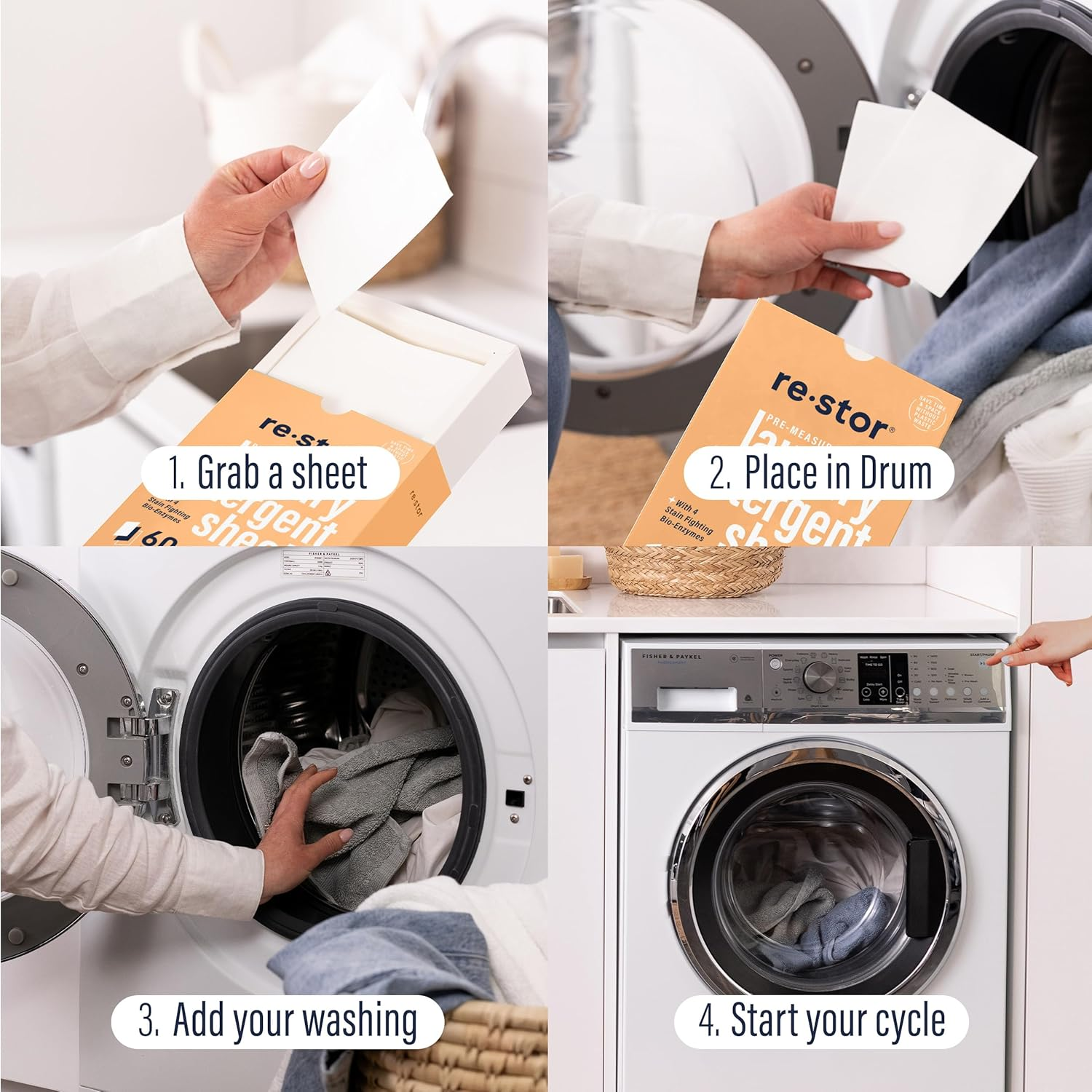 Restor Laundry Detergent Sheets Tropical Breeze 60 Loads | Eco Friendly Plastic Free Travel Laundry Washer Sheets | Superior Stain Fighting Washing Detergent Sheets Number One in Australia image number 3