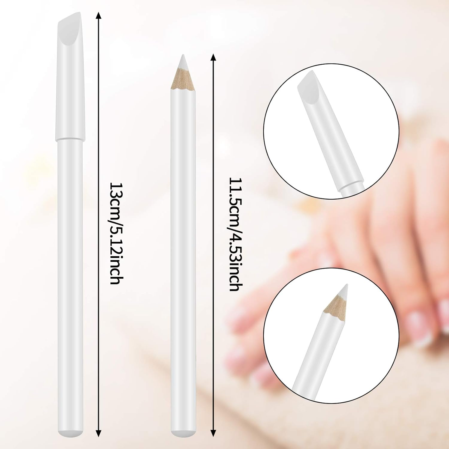 8 Pieces White Pencil under Nail 2-In-1 Nail Whitening Pencils French White Manicure Pencils with Cuticle Pusher for DIY French Art Manicure Supplies image number 6