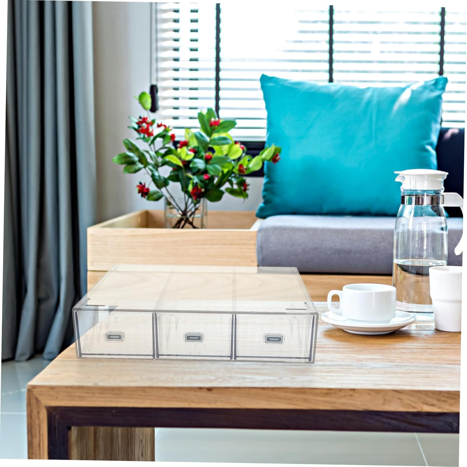 CANIGHT Desk Storage Organizer with Drawers Stackable Transparent Storage Box for Office Supplies and Cosmetics Multi Desktop Organizer for Badges Clips and -Saving Design for Efficient