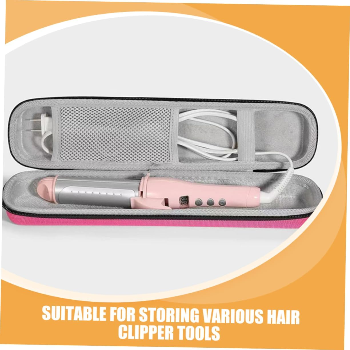 Happyyami Hard Shell Hair Curler and Straightener Storage Case, Portable Travel Pouch with Heat Resistance, Pink Compact Organizer for Hair Styling Tools and Accessories image number 6