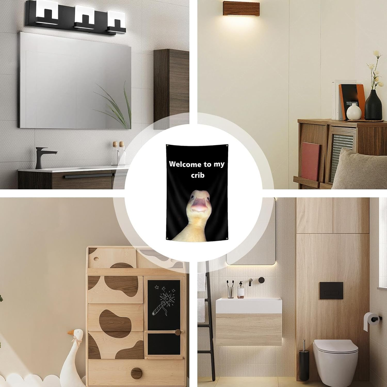 Welcome to My Crib, Duck Flag Wall Tapestry Hangable with Brass Grommets, Bedroom Decorations, Home Decor, Funny Posters, Indoor Outdoor Backdrop for College Dorm image number 2