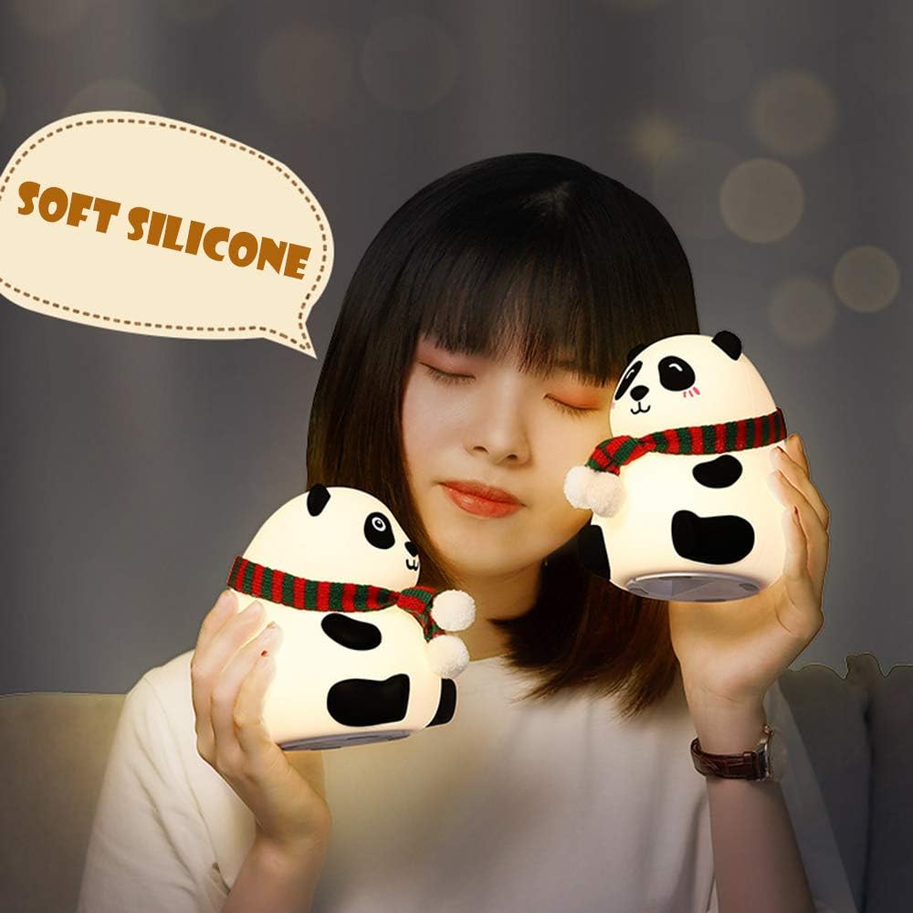 LED Kids Night Light Cute Nursing Night Light Non-Flickering Eye-Caring Lamp-Usb Rechargeable, Touch Control, Multi-Color and Warm White Can Be Switched, Fabulous Ideal Gift (Panda round Eyes)