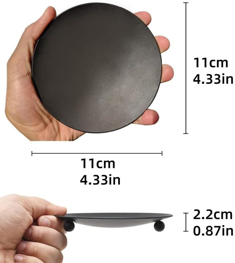 AIMALL 4Pcs Iron Plate Candle Holder Set, 4.33-Inch Aroma Base Tray, Decorative Stand in Black or Gold for Candlelight Display - Gold image number 2