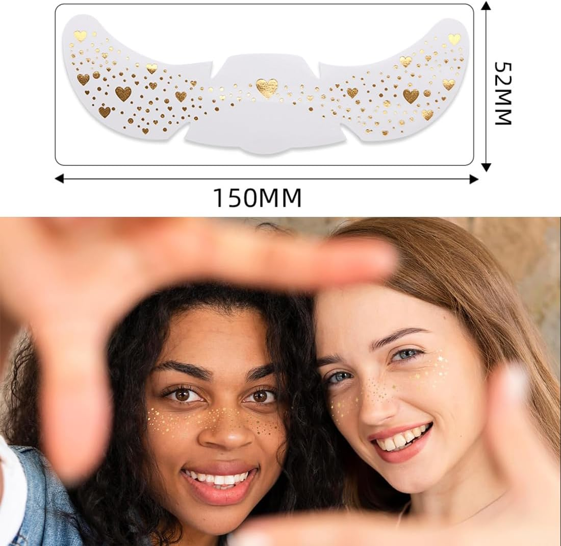6 Pcs Gold Glitter Tattoos, Glitter Face Makeup Patches, Glitter Face Glitter Festival for Women, for Party/Carnival/Festival/Christmas image number 2