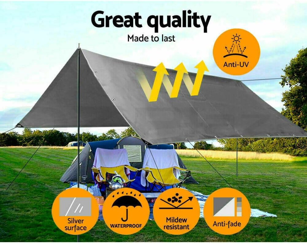 LEDON Cover Sheet Grey Tarpaulin Tarp Canvas Waterprood Camping Poly Tarps Truck 240Cm X 300Cm (8' X 10') image number 2