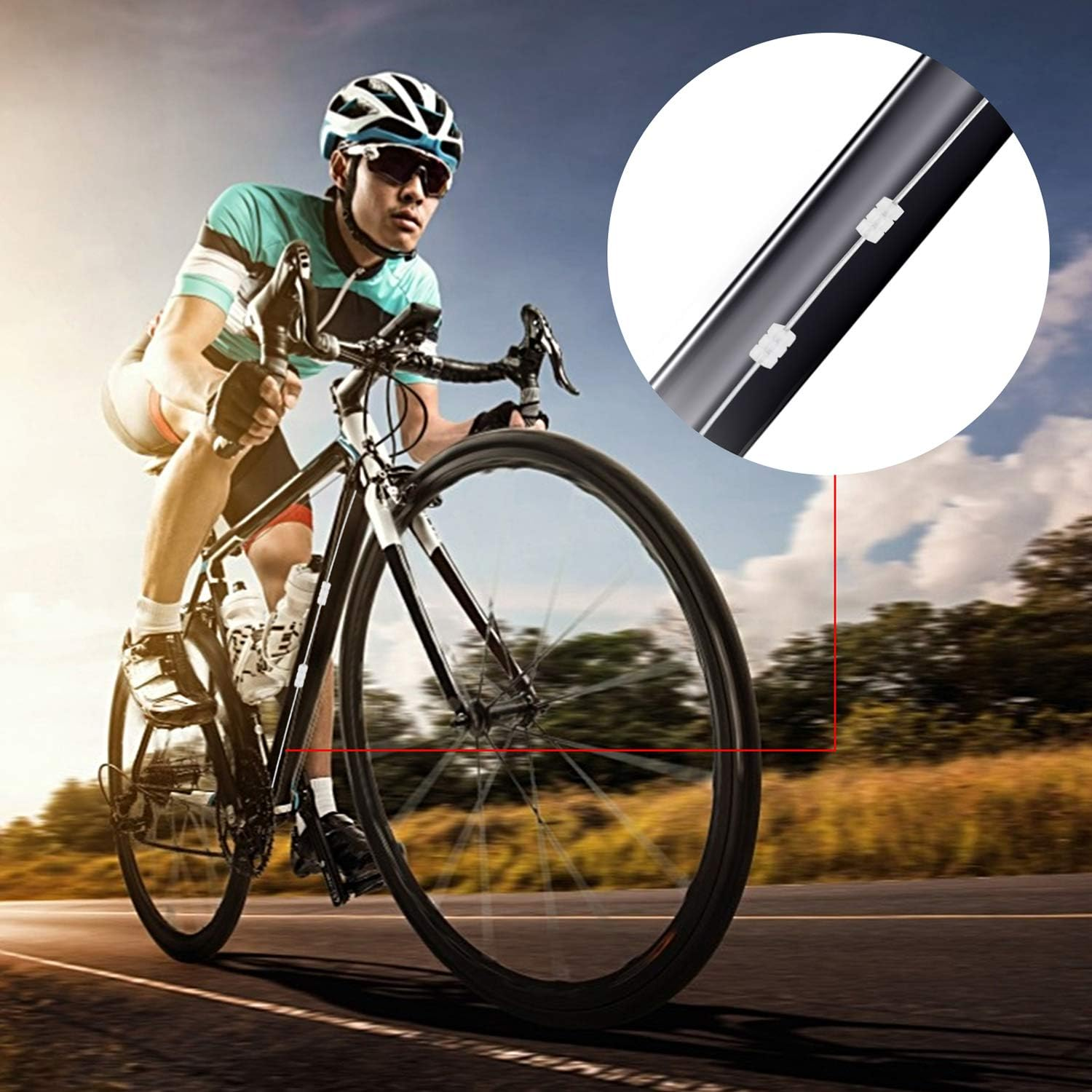 4PCS Premium Bike Brake Cable Set,Universal Standard Bicycle Brake Cable, Professional Bicycle Brake Line for Front and Rear Mountain MTB or Road Bikes,Include Free Cable Cap End Crimps Accessories 2M image number 3