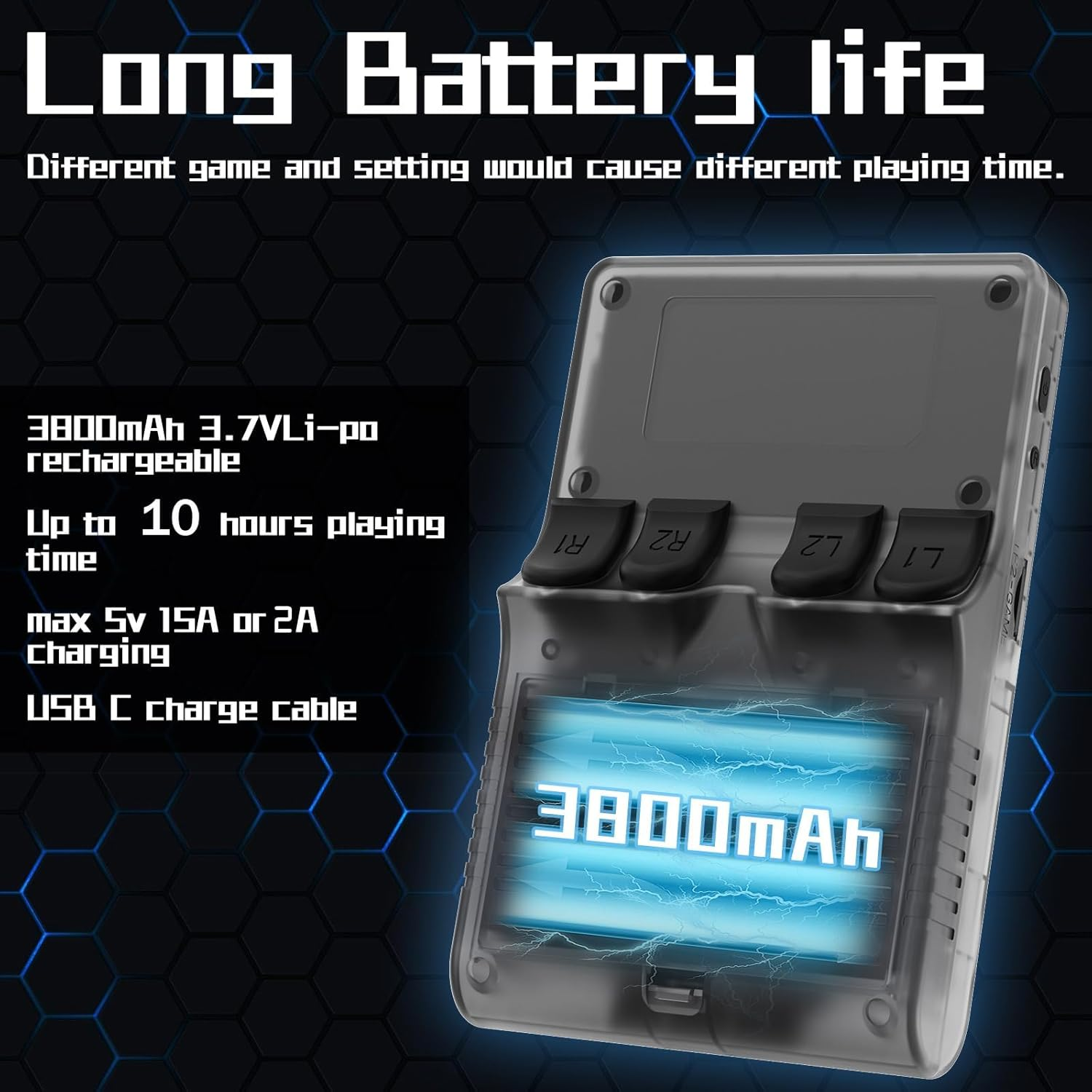 2025 Upgraded R40S Pro Handheld Game Console with 30000+ HD Games,3.5 Inch IPS Screen Mini Portable Video Game Console,Built in 45 Simulators,3800Mah Rechargeable Portable Pocket Arcade,256Gb (Black) image number 2