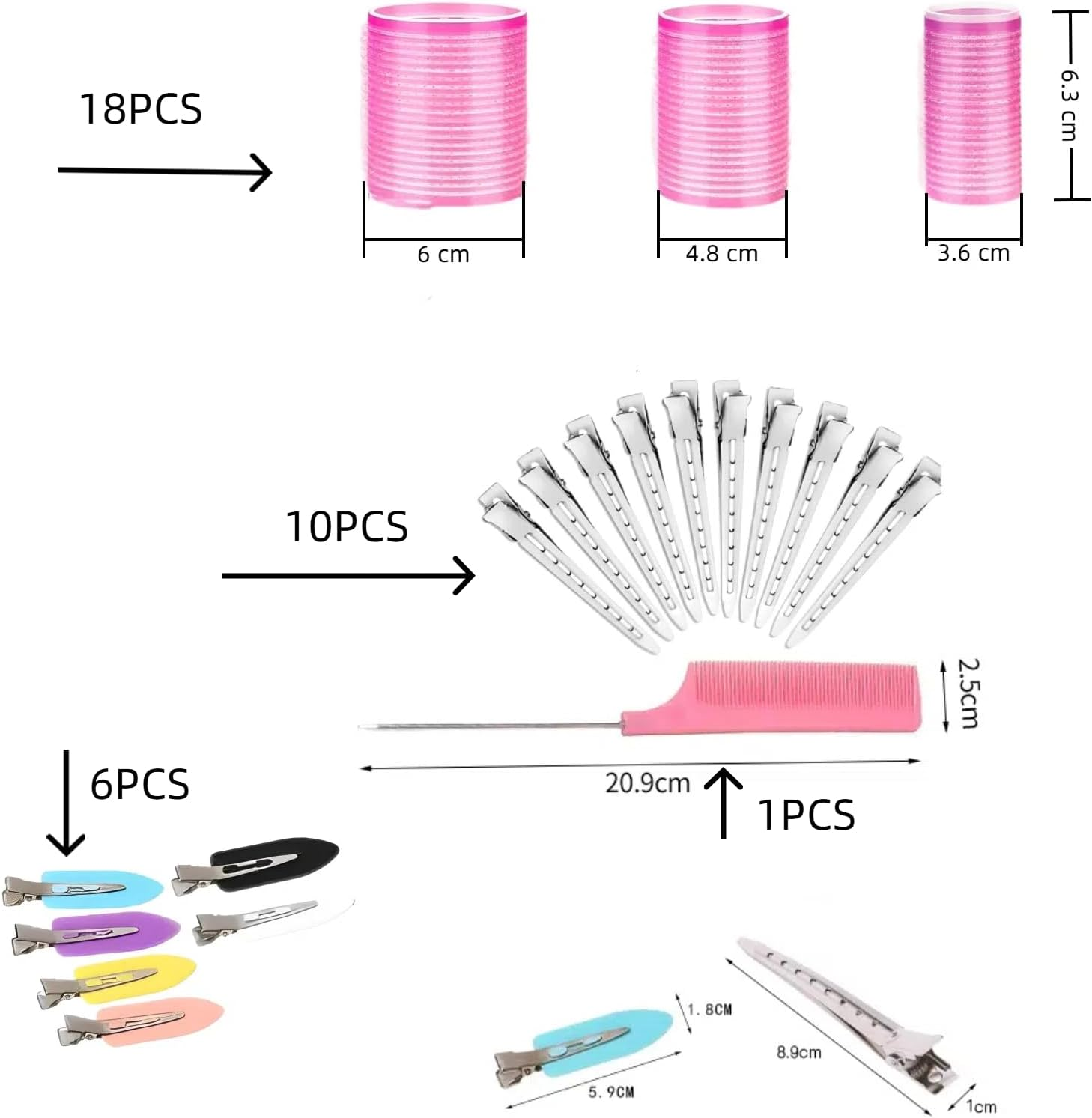 35 Pcs Hair Rollers Set with Clips 18 Salon Quality Hair Styling Tools 3 Sizes Durable Reusable Lightweight Easy to Use for All Types Hair Curlers