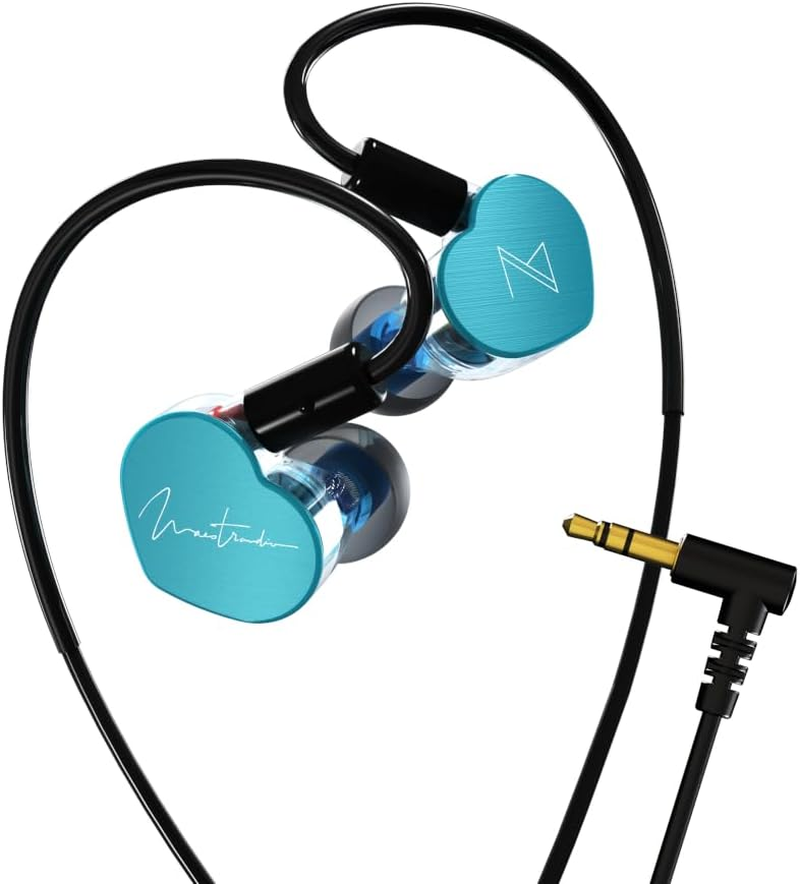 Maestraudio MA910SR Maestro Blue [0.4 Inch (10 Mm) Graphene-Coated Dynamic Driver Earbuds with Passive Ceramic Coated Tweeter, RST & HDSS, Made in Japan, Aluminum Faceplate, Pentaconn Ear Cable