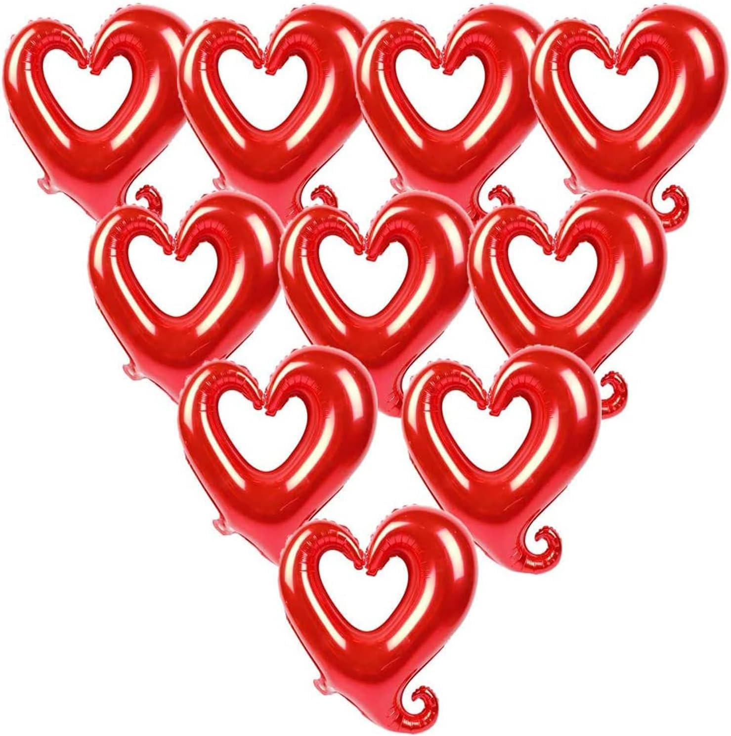 Red Heart Balloons, Heart Shape Foil Mylar Helium Balloon for Valentine'S Day Wedding Party Decorations 10 Pcs image number 1