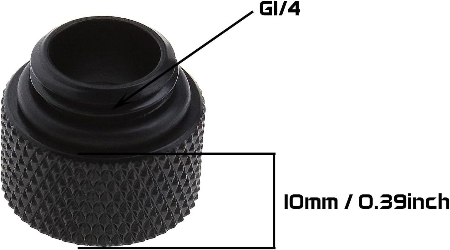 Emsea 4Pcs Black G 1/4 Inch Extended Nut Seat 10Mm Brass Adapter with O-Ring Rubber for Desktop Computer Water Cooling System image number 6