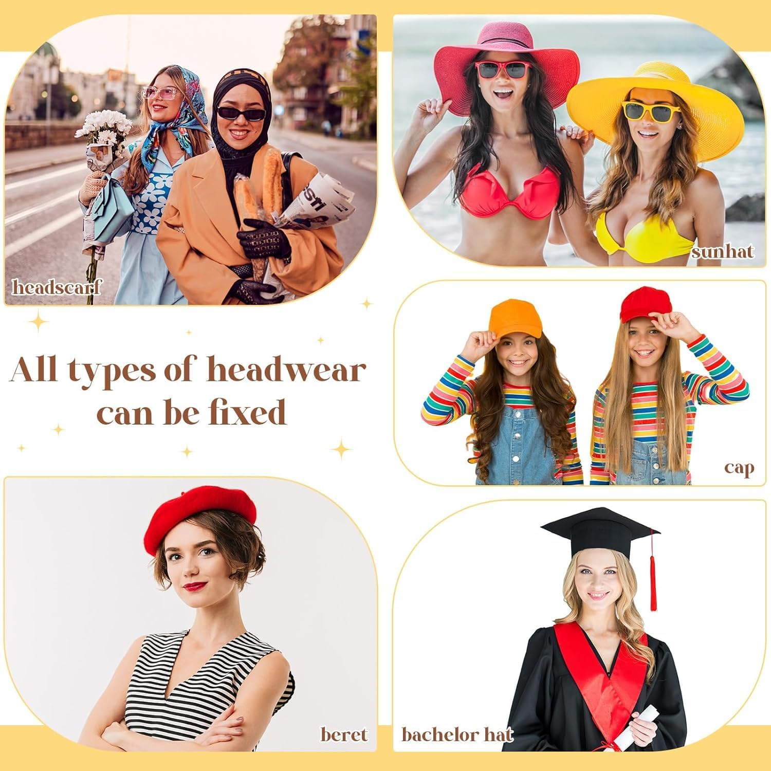 LYSAIMG 15 Pcs Wig Clips,Chunni Clips with Safety Pins,3 Color Hair Extension Clips,Strong Chunni Grip Hair Clip,Metal Wig Clips,Diy Comb,Portable to Secure Wig for Women Men image number 2