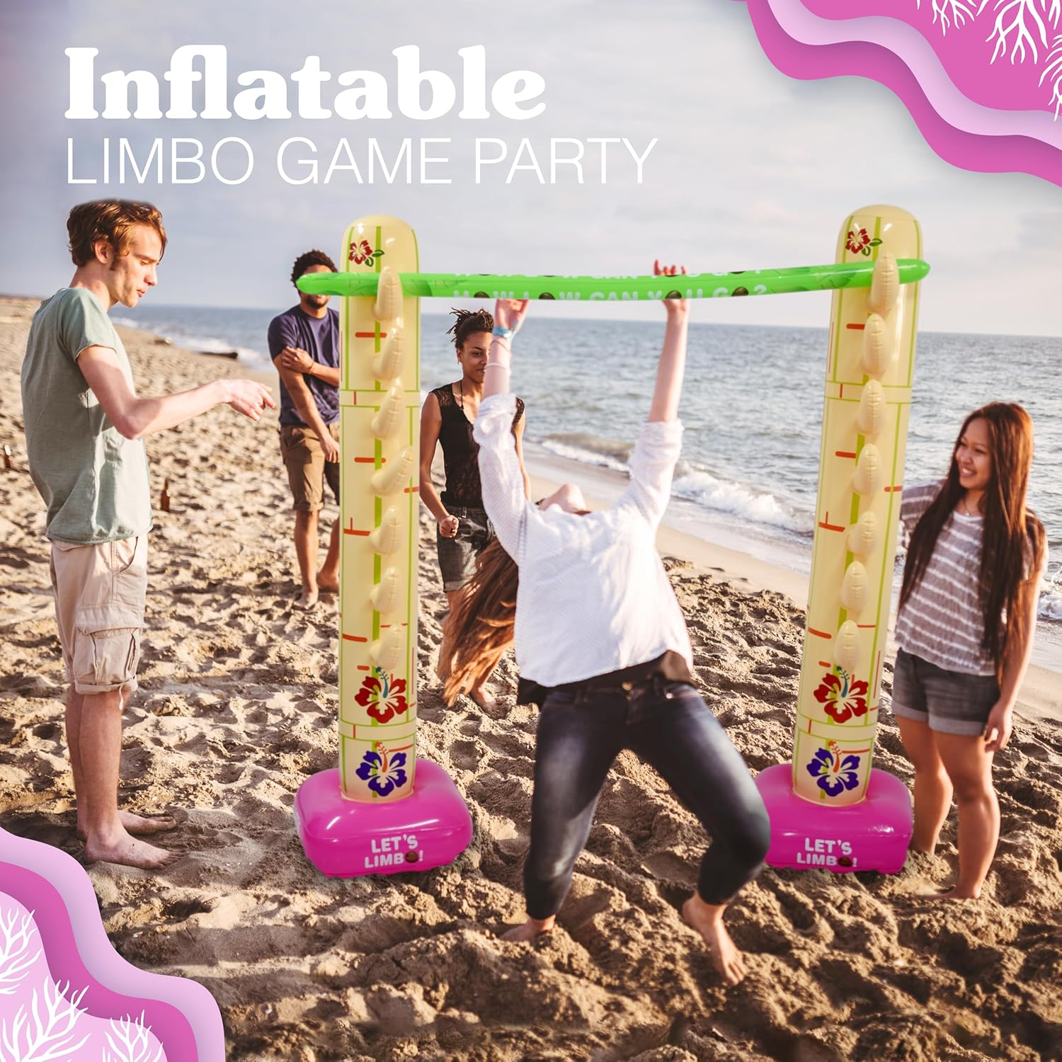 Summer Inflatable Limbo Game Party Game for Kids Boys Girls Adults Tropical Inflatable Decoration for Indoor Outdoor Bithday Beach Pool Tropical Luau Backyard Game by 4E'S Novelty image number 4
