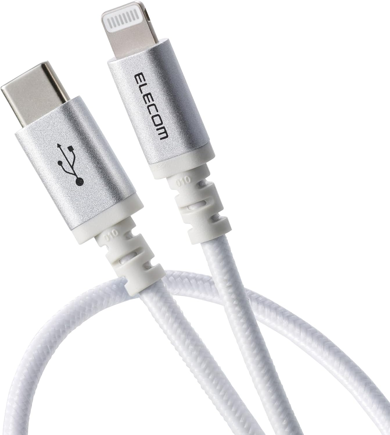 Elecom MPA-CLECS20WH USB to Lightning Cable, 6.6 Ft (2 M), Apple Certified, 60 W, Heavy Duty, High Speed Iphone Charging, Mfi Certified Product, White image number 5