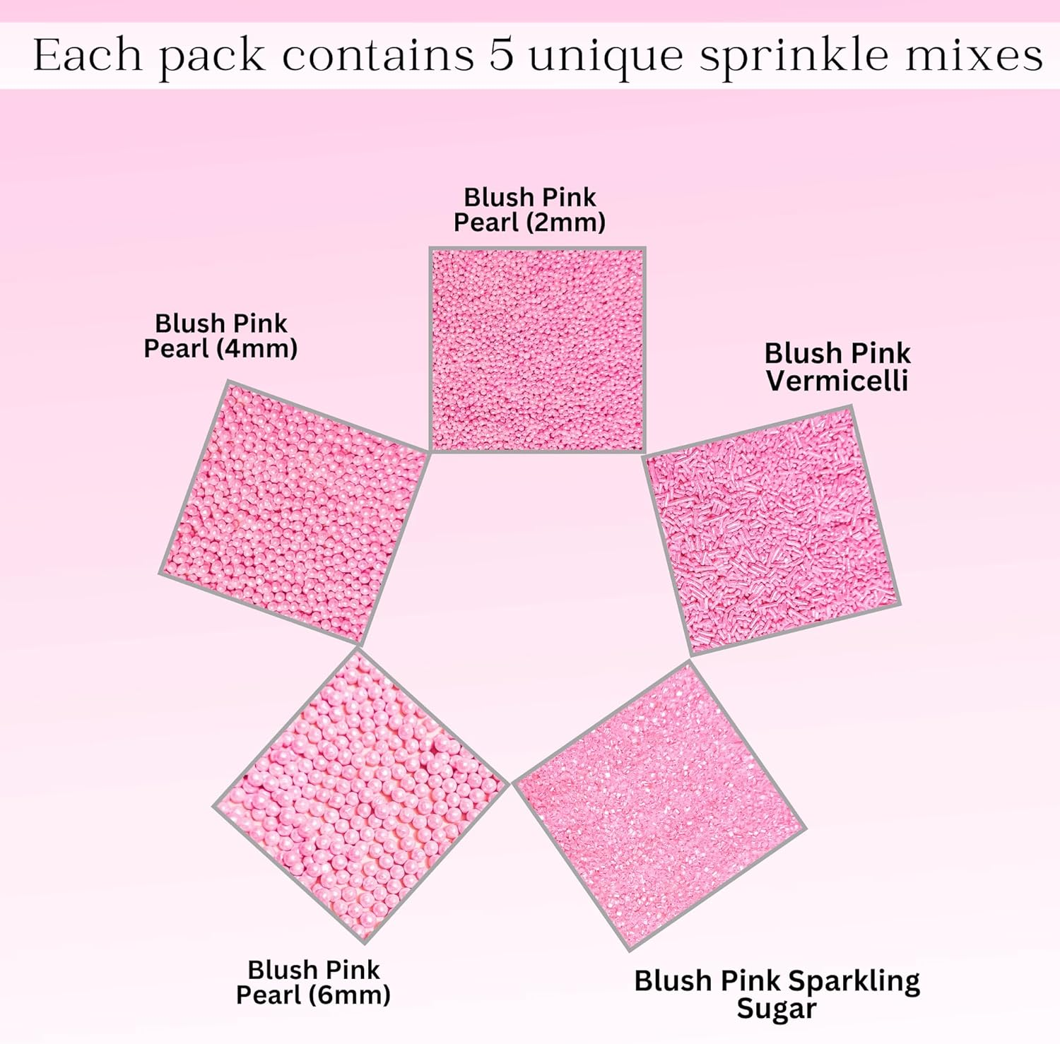 Confect Sprinkles for Cakes & Cupcakes Decoration | Assorted Pack of 5 Girly Dream Baby Shower Pearl Sprinkles | Baby Pink Sprinkles | Edible Mix Dragees, Jimmies & Sparkling Sugar - 3.5 Oz image number 6