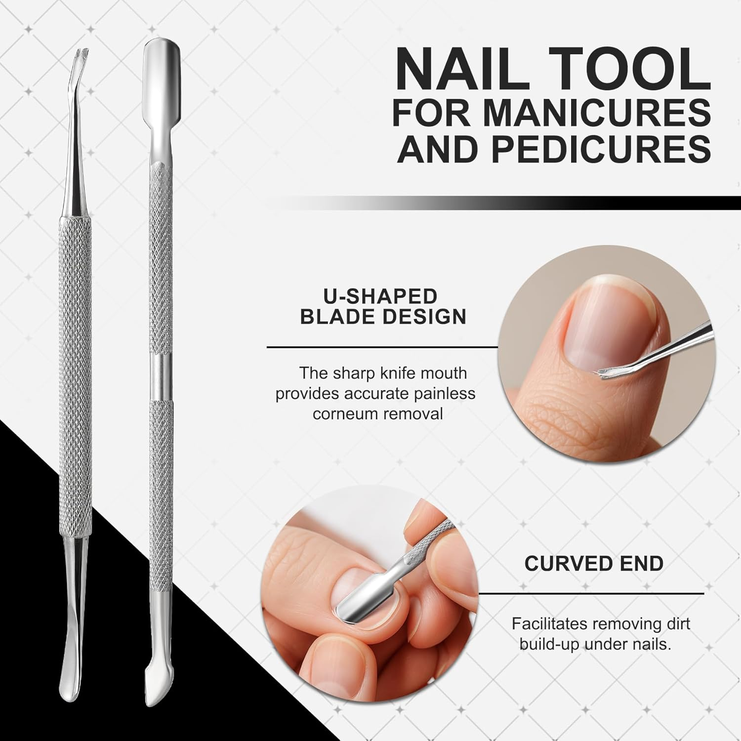 FERYES Ingrown Toenail Removal Tool Kit - 6 Piece Pedicure & Manicure Tools Set with Nail Files, Lifters, Cuticle Trimmers - Podiatrist Grade Nail Care Kit for Thick & Ingrown Nails - Silver image number 3