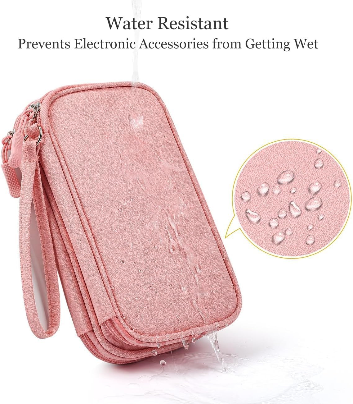 GTVGJH Electronic Organizer Travel Cable Accessories Bag, Electronic Organizer Case, Electronic Accessories Organizer Bag for Power Bank, Charging Cords, Chargers, Mouse, USB Cable, Earphones (Pink) image number 5