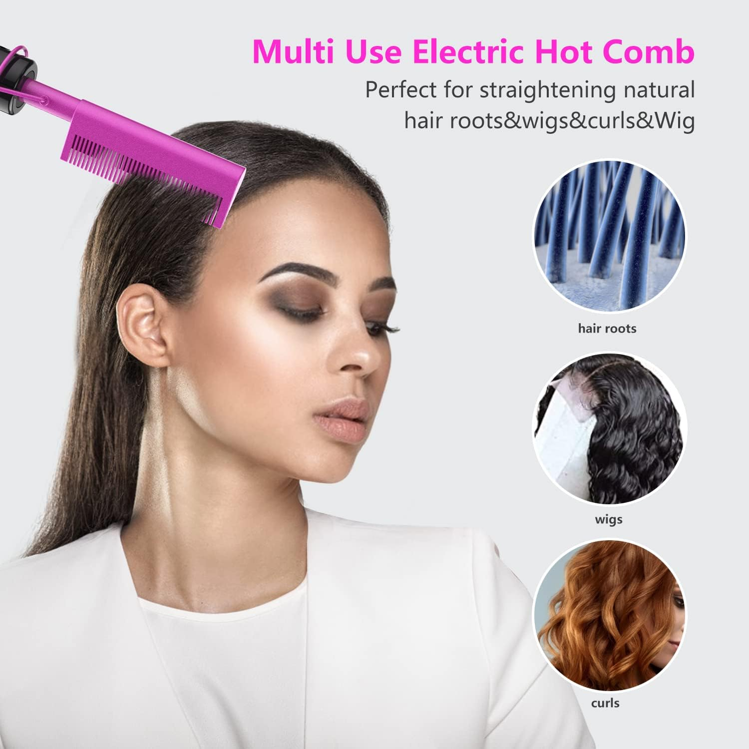 DAN Technology Hot Comb,Mini Hot Comb,Dual Voltage Pressing Comb,450℉ Hot Comb Straightener,Fast Heating Plug in Hot Comb,Ceramic Hot Comb for Lace Front Wigs,Hot Comb for Black Women Hair image number 5