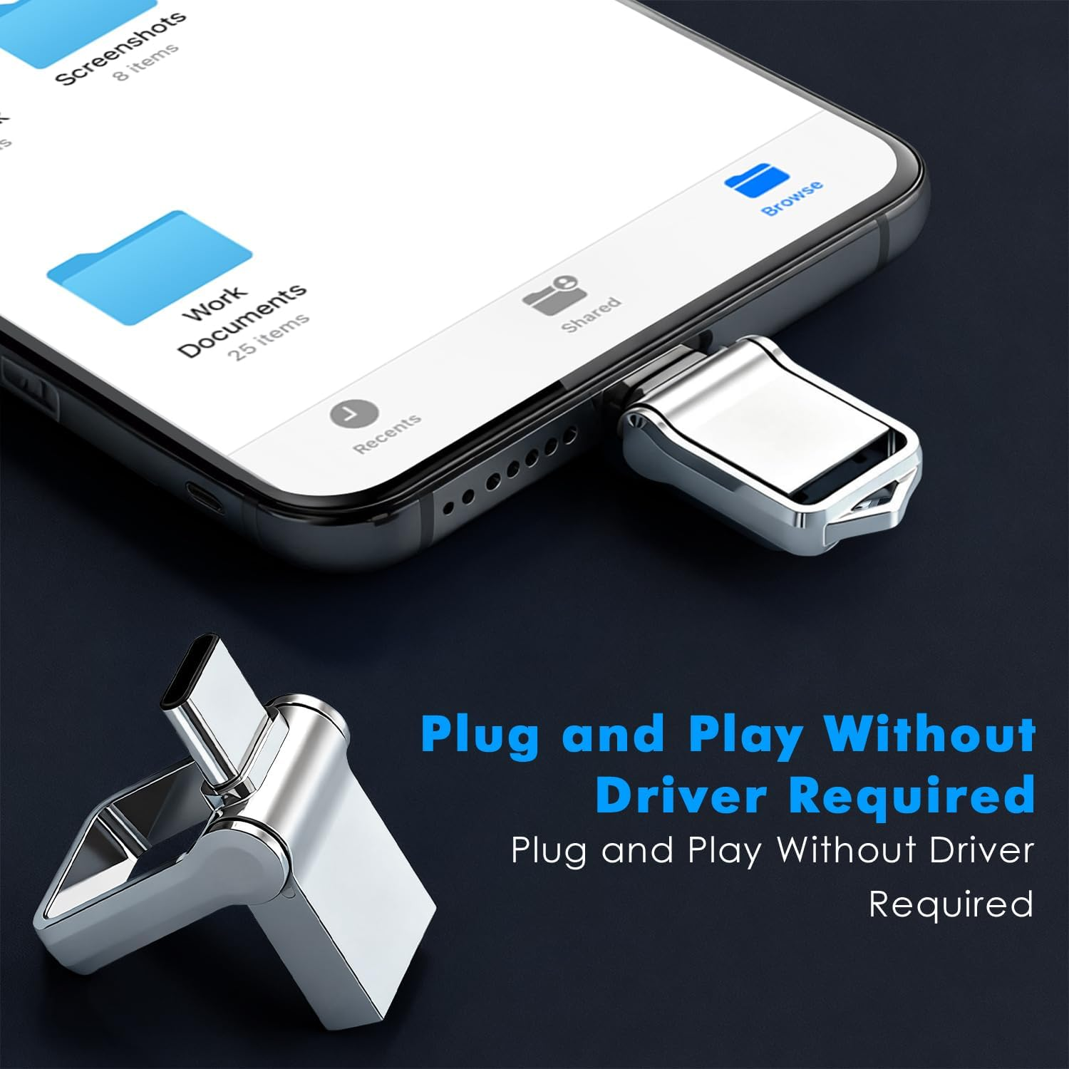 64GB Actual 2TB Dual Drive USB 3.0 and Type-C Flash Drive, Read up to 100Mb/S, Metal Swivel 2-In-1 USB Stick with Type-C and Type-A, Memory Stick for USB 3.0, 2.0 Device image number 2