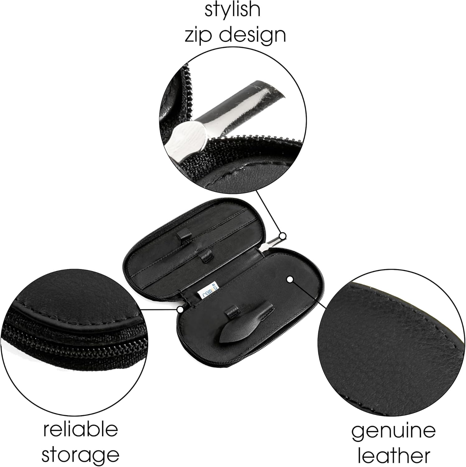 Tellus Nail Set Empty Leather Black for Nail Scissors, Files, Tweezers Etc image number 1