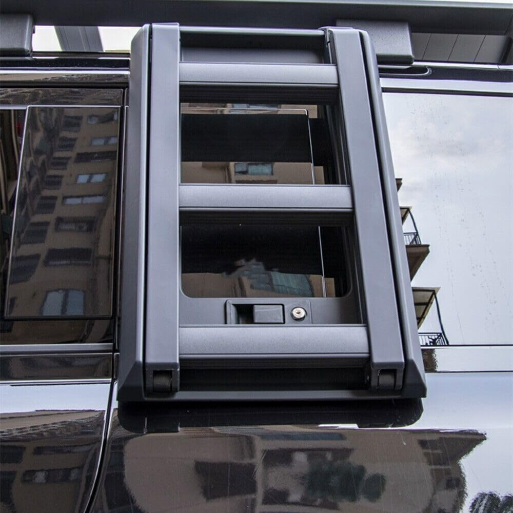 TINIANHHCT Ladder Side Window Roof Step Ladder Compatible with LR Defender 110 2020-2025 Side Roof Rack Side Access OE Style （All MATT Black）