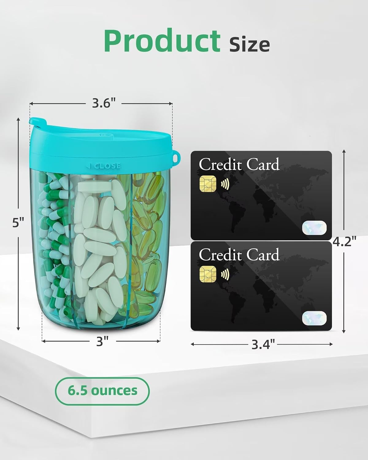 PULIV Large Supplement Organizer Bottle, Holds Plenty of Vitamins in 1 Monthly Pill Dispenser with Anti-Mixing & Wide Openings Design, Easy to Retrieve Meds, Includes 20 Pcs Stick-On Labels Blue - Blue image number 2