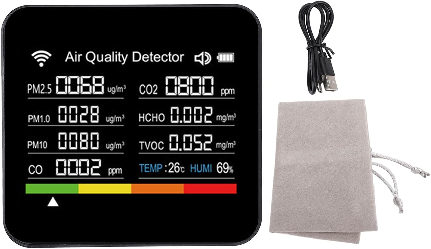 Smart 14-In-1 Indoor Air Quality Meter for APP, Compact Wifi HCHO PM2.5 VOC Detector for Home Office Travel, ABS Material image number 4