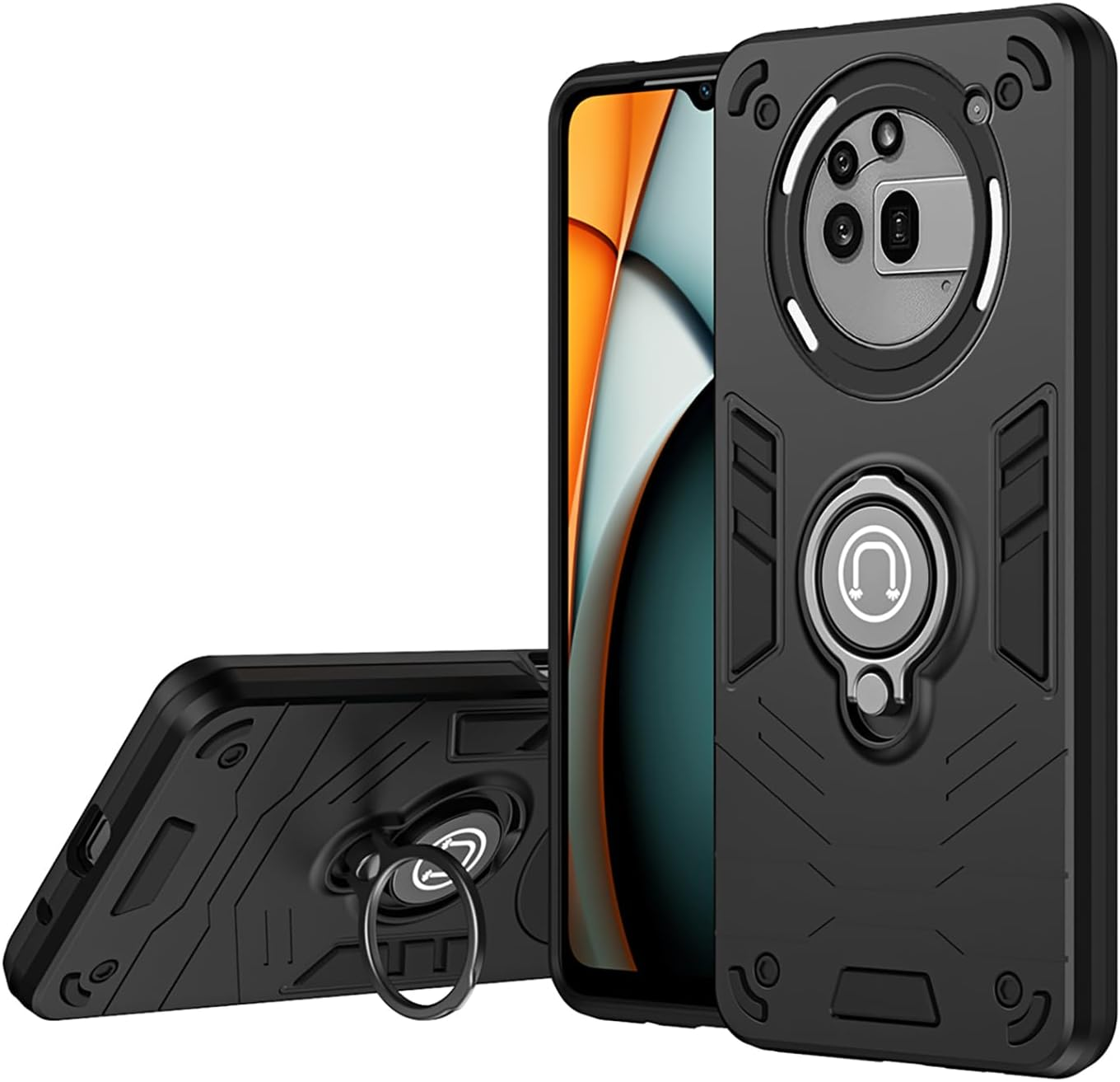 ILING Case for Nothing Phone (3A) Pro, Ultra Thin Matte Texture Hard PC Shockproof Armour Mobile Phone Case, Silicone TPU Bumper Protective Case with Ring Stand and Camera Protection (Silver)