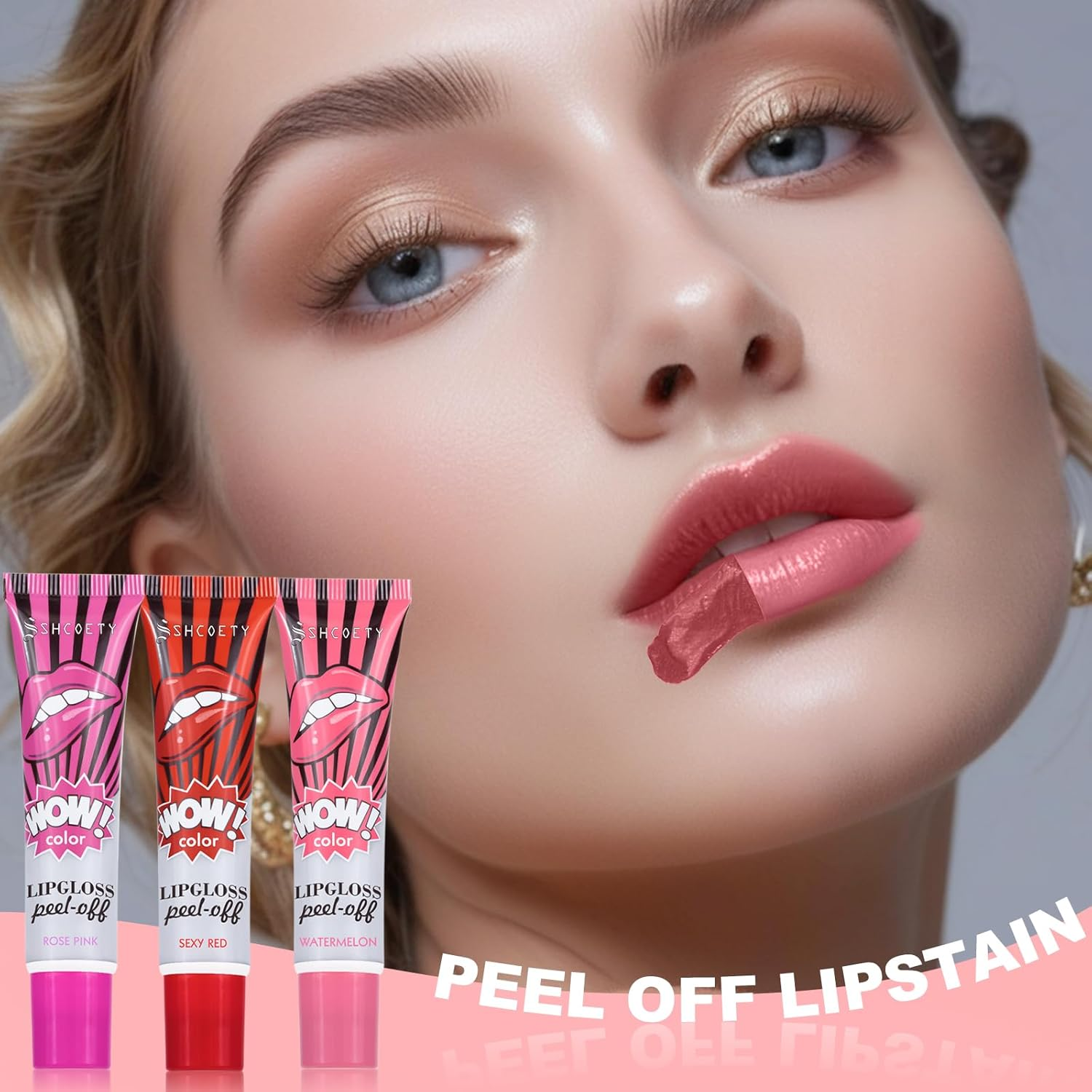3 Colors Peel off Lip Stain, Long Lasting Lip Tint Stain, Waterproof Matte Lip Gloss, Nonstick Cup Lip Stain Makeup, Tattoo Magic Color Lip, Peel Reveal Lip Tint Makeup for Women (#01+#02+#04) image number 6