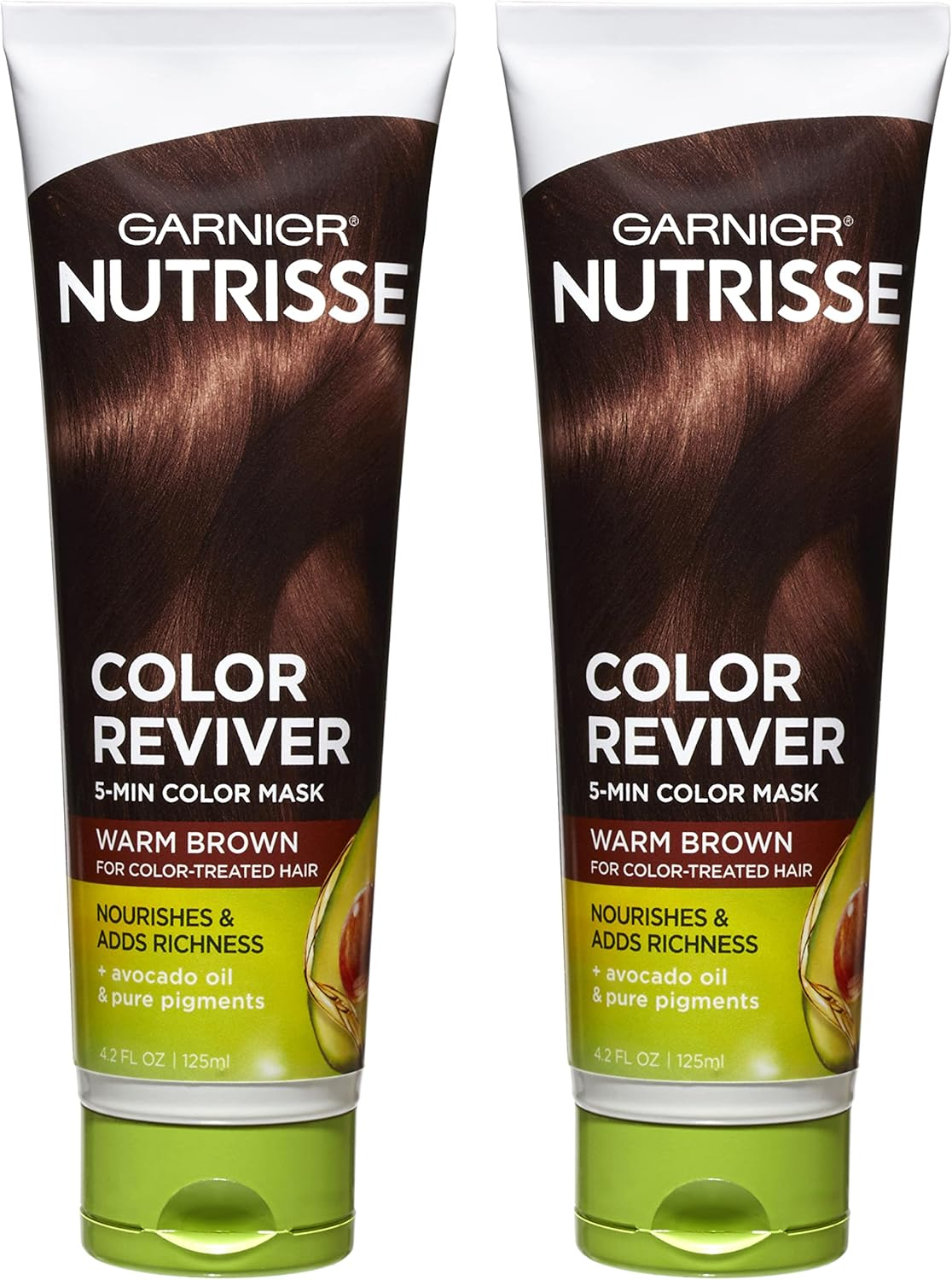Garnier Nutrisse Color Reviver 5 Minute Nourishing Hair Color Mask with Avocado Oil Delivers Day 1 Color Results, for Color Treated Hair, Warm Brown, 8.4 Fl Oz, 2 Count (Packaging May Vary)