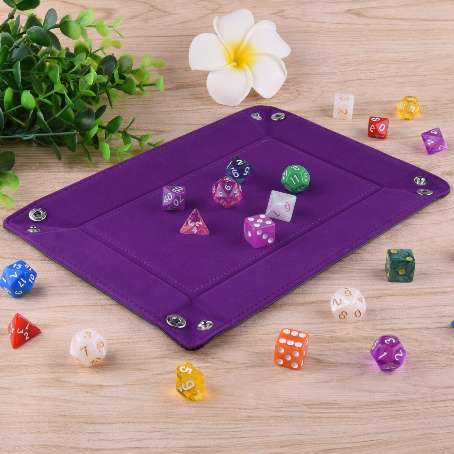 SIQUK Double Sided Dice Tray, Folding Rectangle, Dark Rose Red Dark Violet - Red image number 4