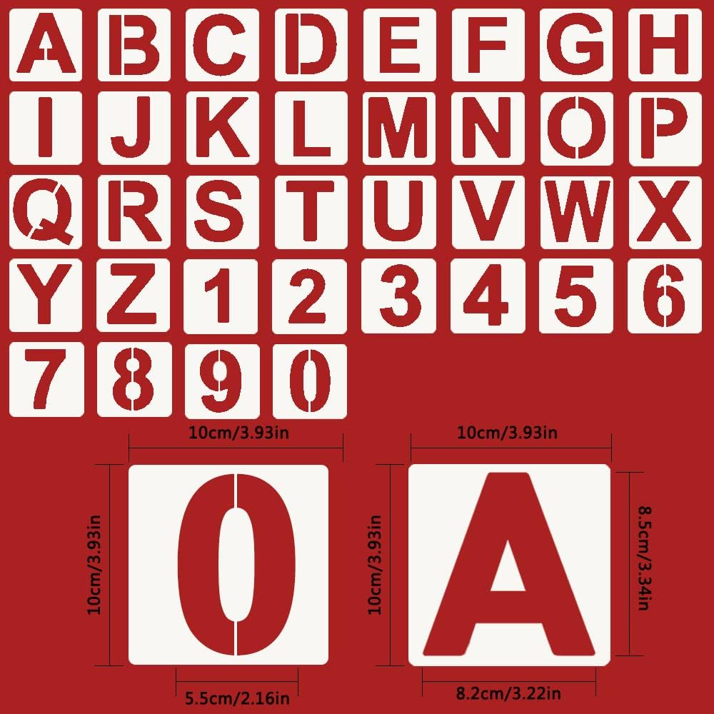 72 Pieces of Alphanumeric Templates, 2 Sets of Letter Templates, Reusable Plastic Hollow Template for Art Board, Wall, Cloth, Stone, Blackboard and Signboard image number 2