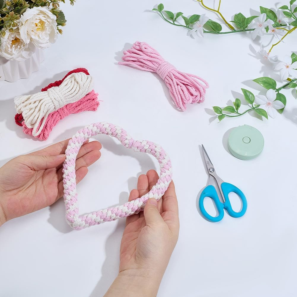 FREEBLOSS 5 Set Valentine'S Day Dog Chew Toys Kit Heart Shaped Dog Rope Macrame Kit Valentine'S Day Puppy Throwing Toy for Pet Teeth Cleaning Macrame Kit for Beginners image number 2