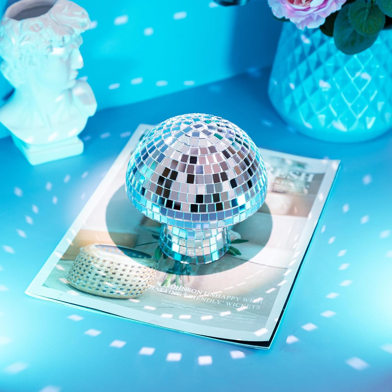 Silver Mushroom Disco Ball, Disco Mirror Reflective Ball, 4.8Inch Mushroom Disco Ball Lights for Unforgettable Home Parties and Stage Decor image number 2