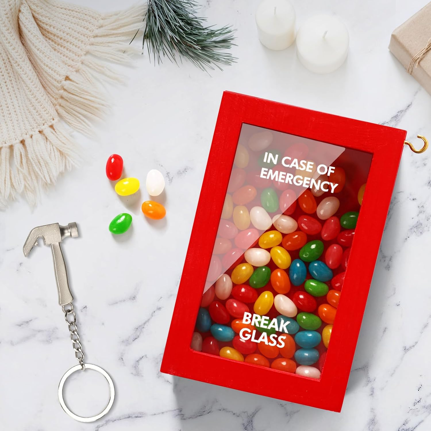 JULEASEL Funny Gift Emergency Box W/Hammer, Break in Case of Emergency Box, Personalized Prank Gag Gift for Birthday Holiday, Funny Desk Decor, White Elephant Gift for Friend Coworker Family image number 3