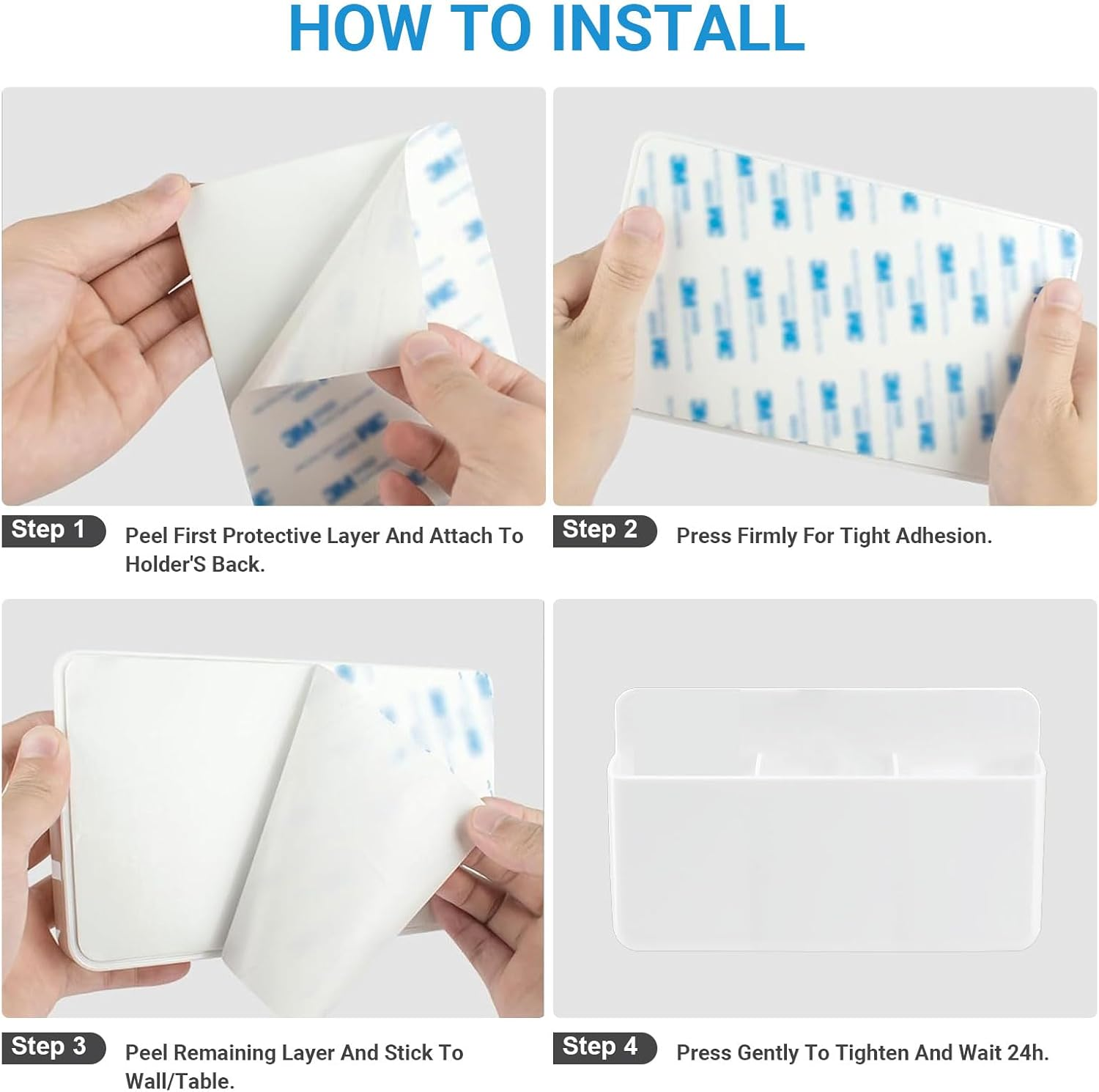 Veftsvy Remote Control Holder, Pack of 2 Self-Adhesive Remote Control Holder, Wall Mounting, for Remote Controls, Office Supplies (White) image number 1