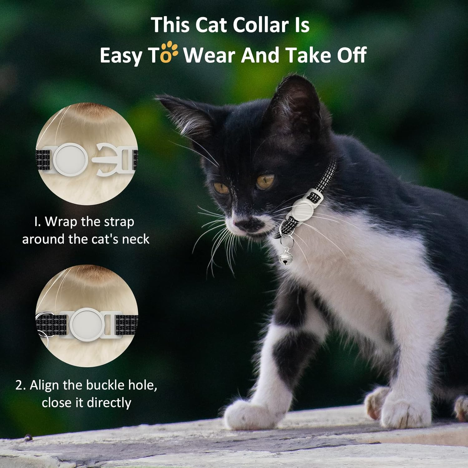5 Pack Reflective-Breakaway Cat Collars with Bells,Adjustable Small Cat Collar,Ideal for Girl Cats Male Cats Kittens Puppies,Pet Supplies Stuff Accessories(7.9" - 13" & 6 Colors) (5 Classic Colors) image number 1